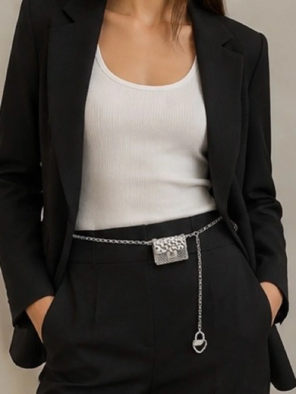 Silver Mini Chain Bag Necklace Convertible Crossbody Waist Chain